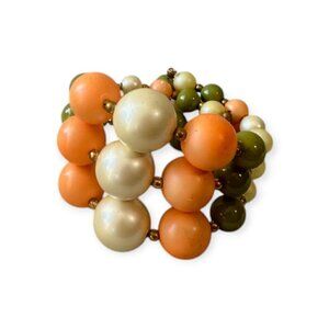 Vintage Adjustable Beaded Wire Wrap Cuff Bracelet-Multi Color